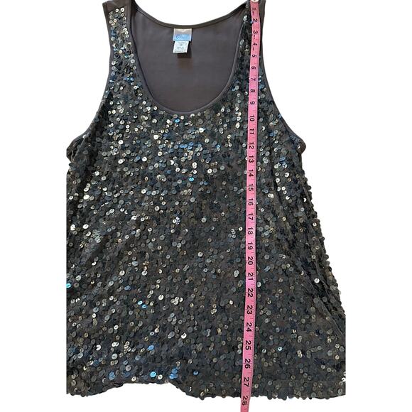 Gudi - Silver Metallic Sequin Front Tank Top - XL - Picture 7 of 7